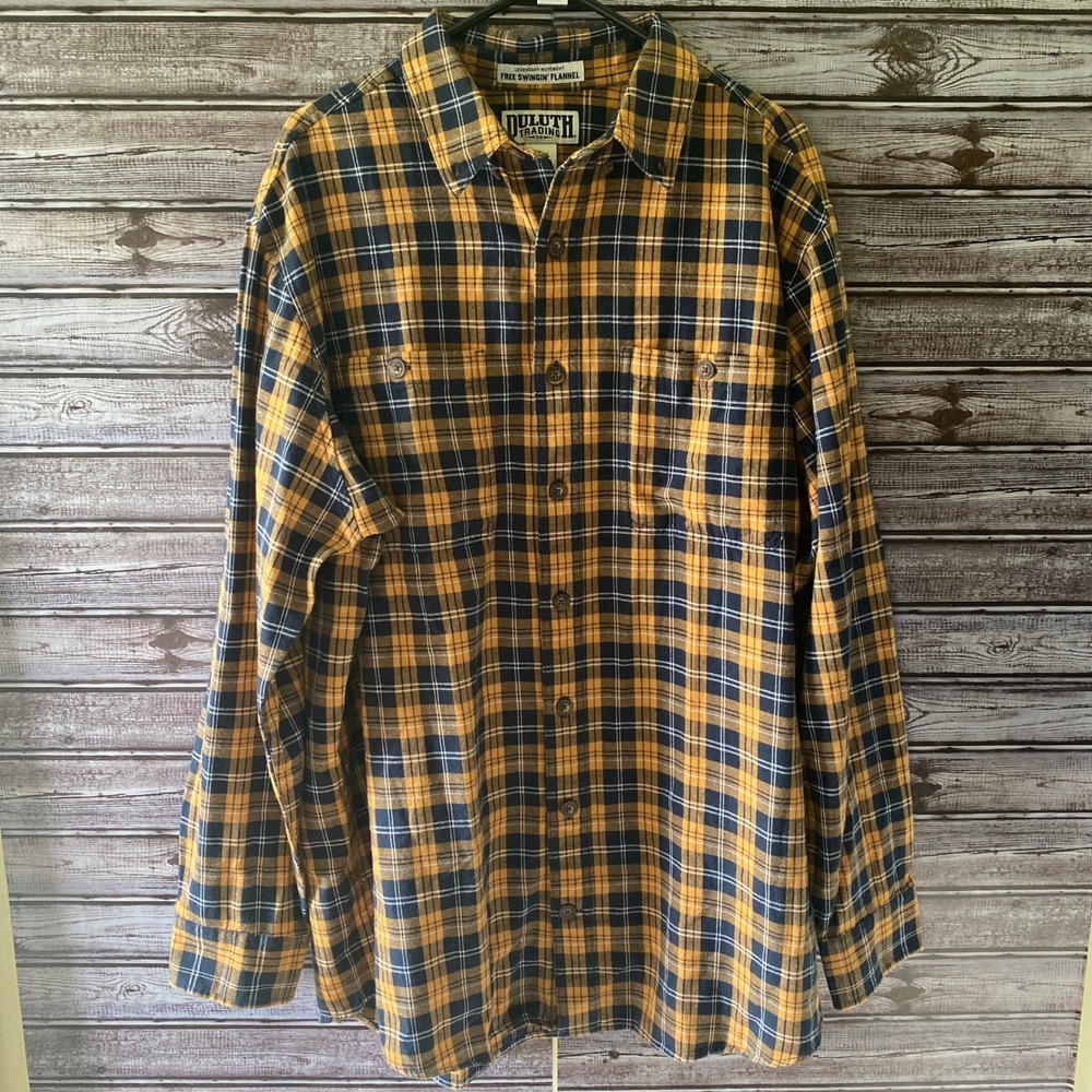 Duluth Trading Co. Men's Flannel Long-Sleeved Button-Down Shirt Size L Tall NWT